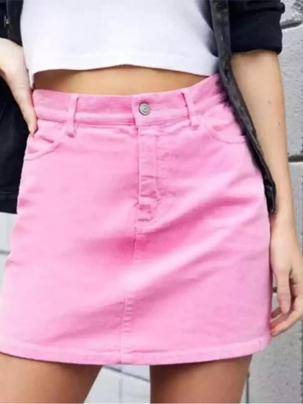 Brandy Melville Pink Corduroy Mini Skirt